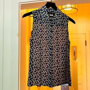 Reformation blue and white floral top